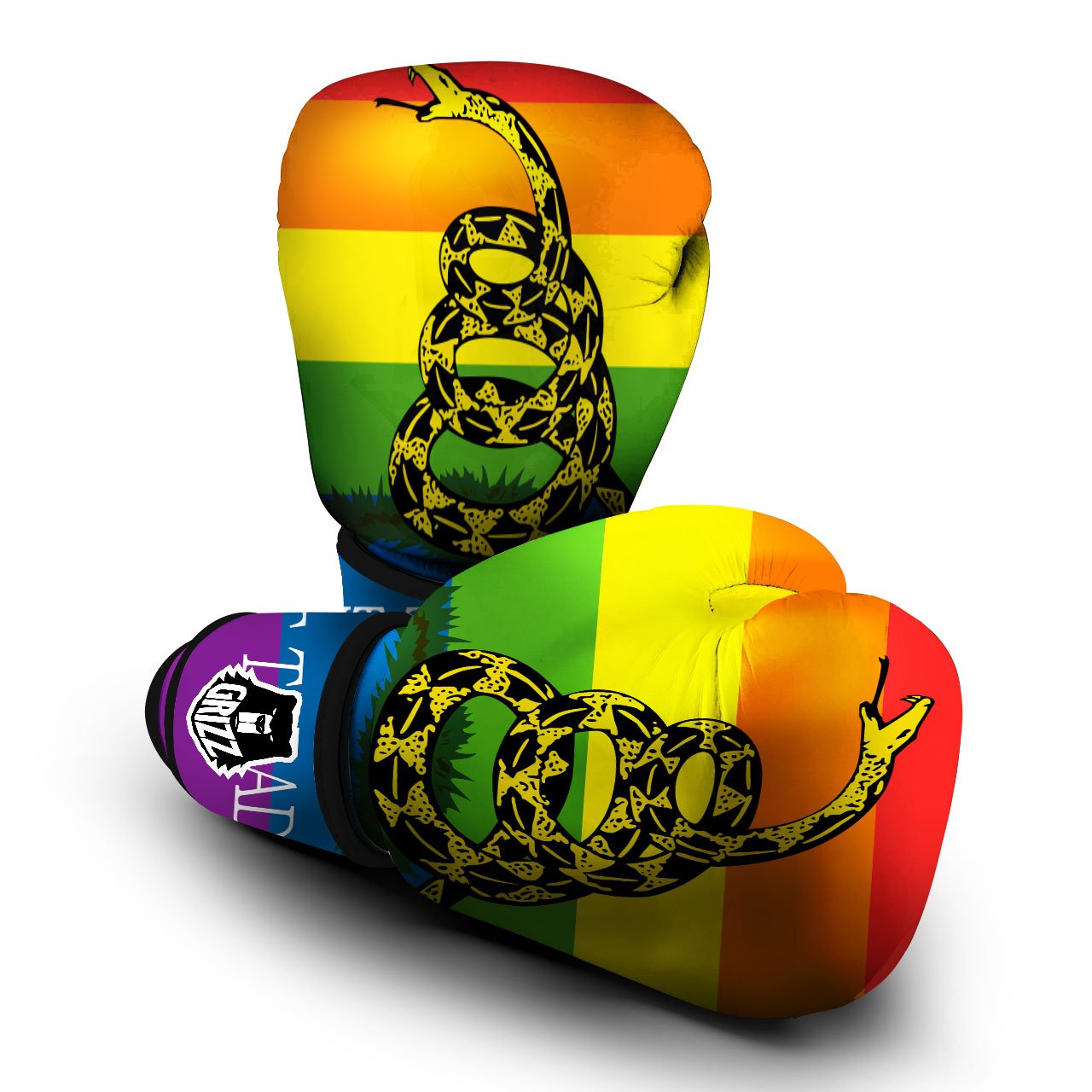 LGBT Gadsden Rainbow Flag Print Boxing Gloves-grizzshop