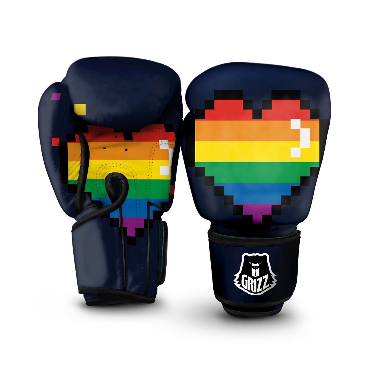 LGBT Pride 8 Bit Rainbow Pixel Heart Boxing Gloves-grizzshop