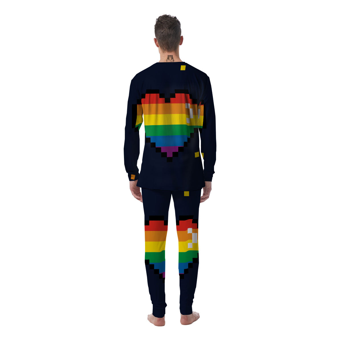LGBT Pride 8 Bit Rainbow Pixel Heart Men's Pajamas-grizzshop