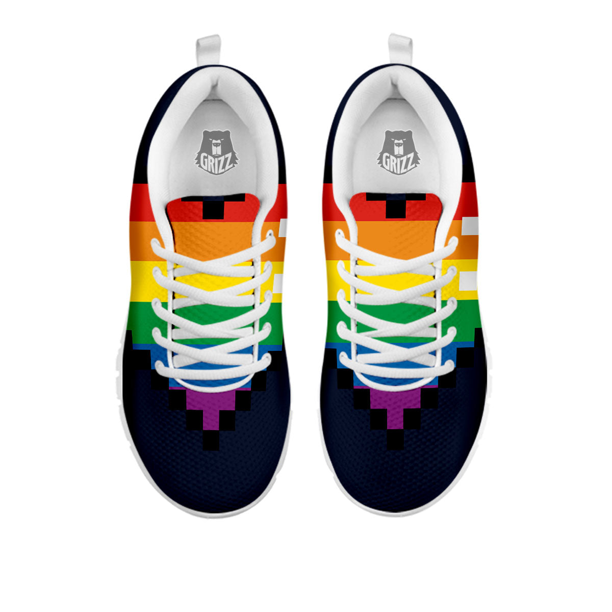 LGBT Pride 8 Bit Rainbow Pixel Heart White Sneaker-grizzshop