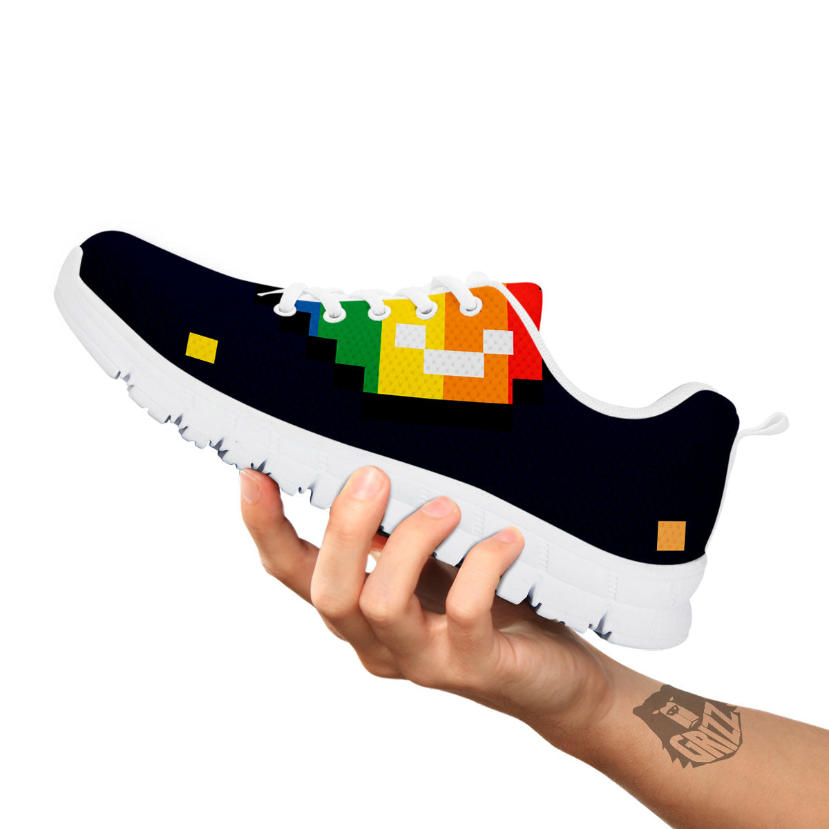 LGBT Pride 8 Bit Rainbow Pixel Heart White Sneaker-grizzshop