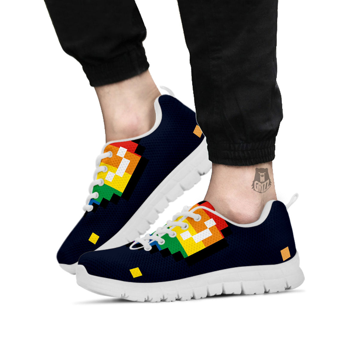 LGBT Pride 8 Bit Rainbow Pixel Heart White Sneaker-grizzshop