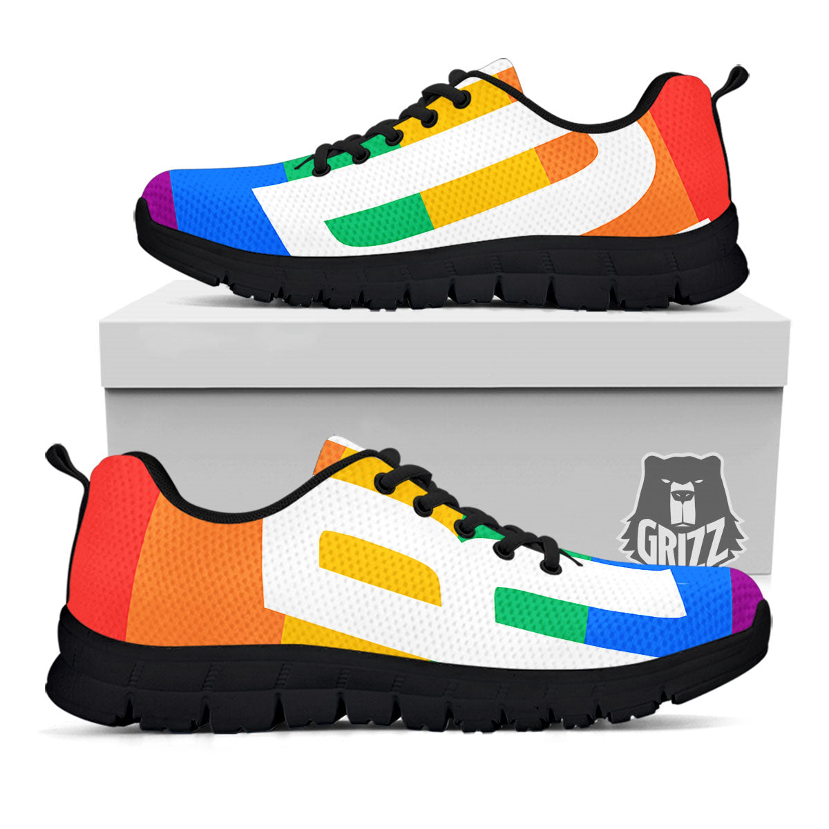 LGBT Pride Flag Pattern Print Black Sneaker-grizzshop
