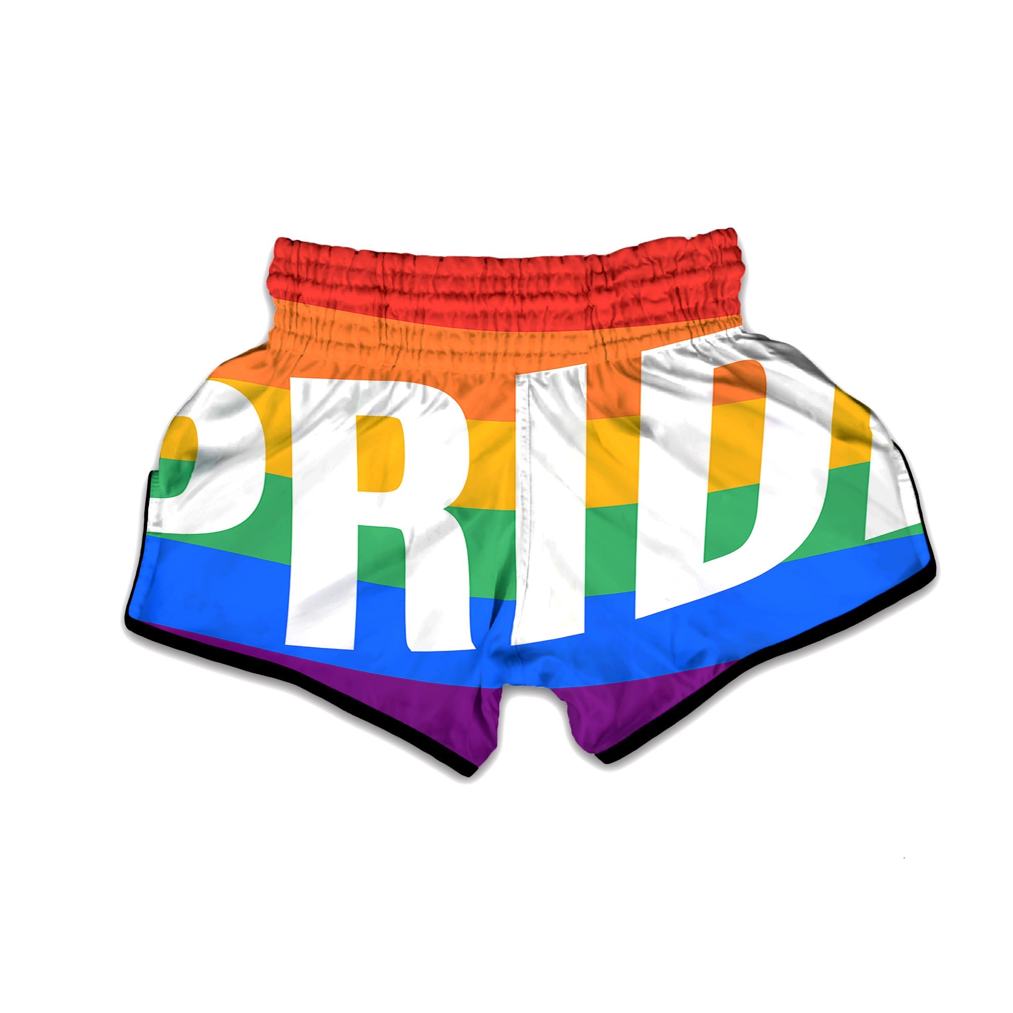 LGBT Pride Flag Pattern Print Muay Thai Boxing Shorts-grizzshop