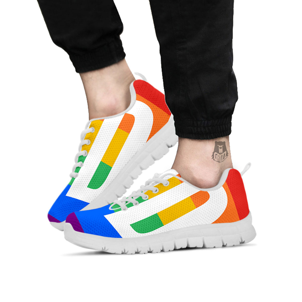 LGBT Pride Flag Pattern Print White Sneaker-grizzshop