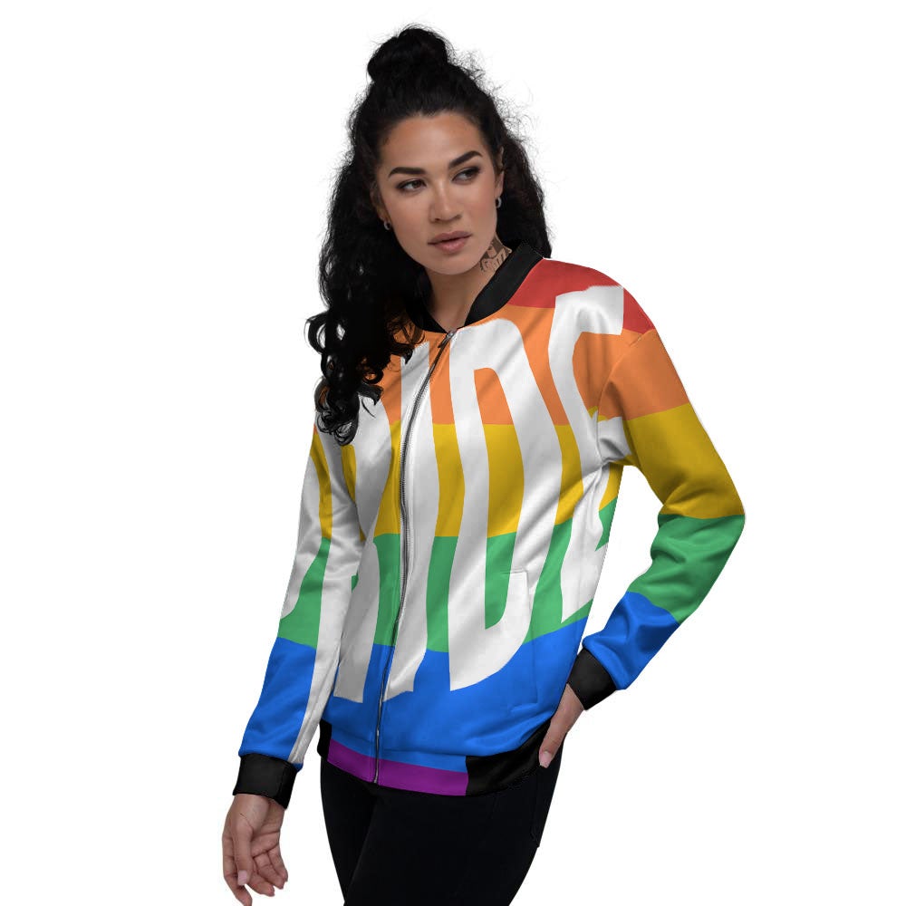 LGBT Pride Flag Pattern Print Women's Bomber Jacket-grizzshop