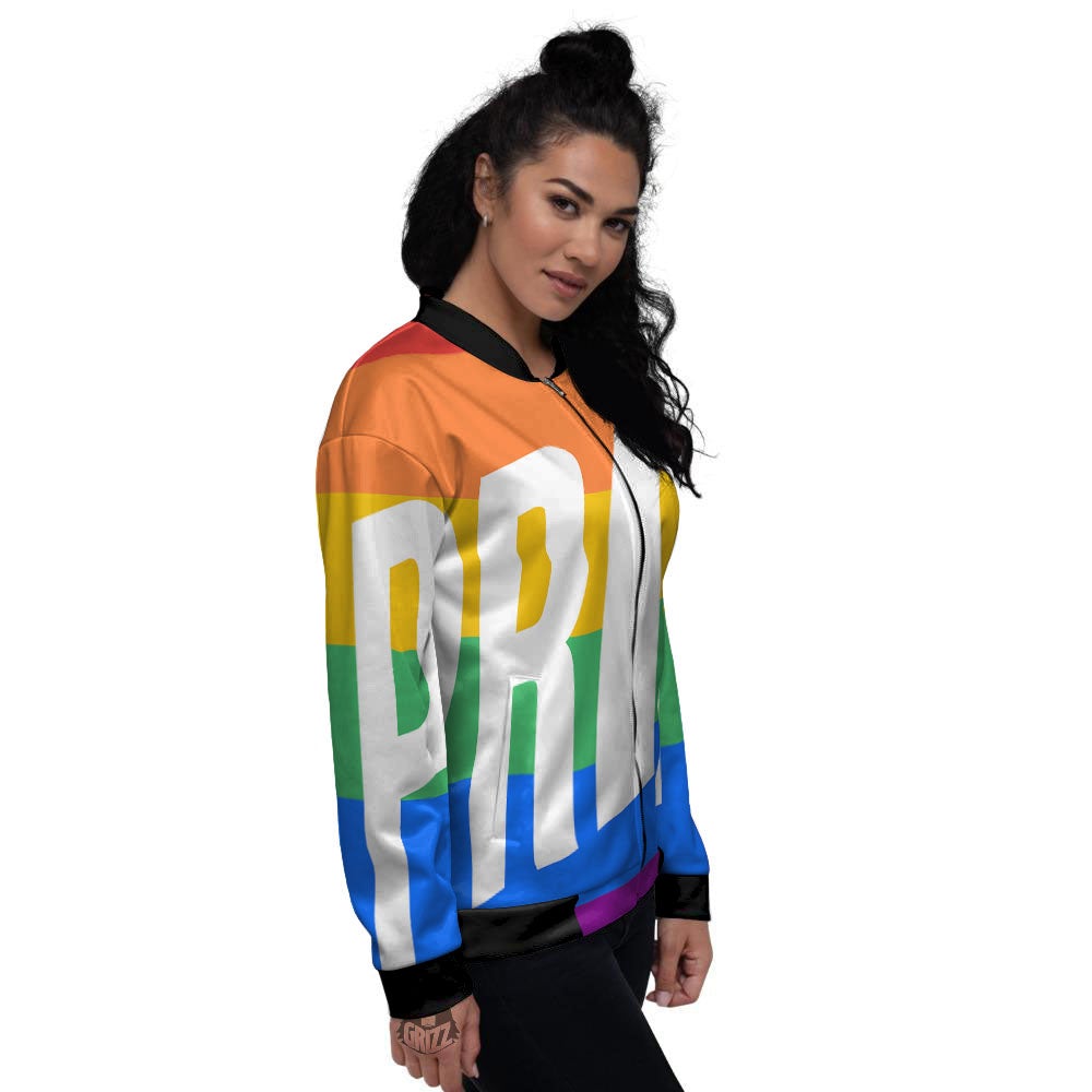 LGBT Pride Flag Pattern Print Women's Bomber Jacket-grizzshop
