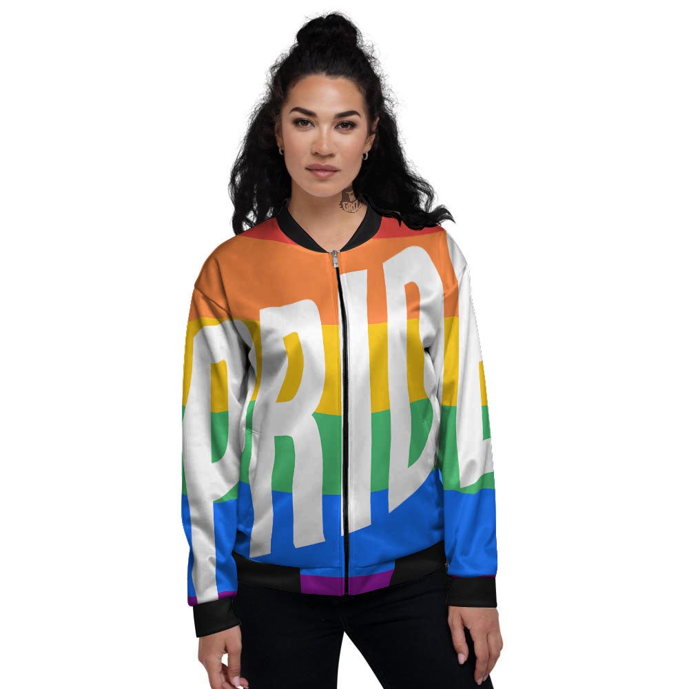 LGBT Pride Flag Pattern Print Women's Bomber Jacket-grizzshop