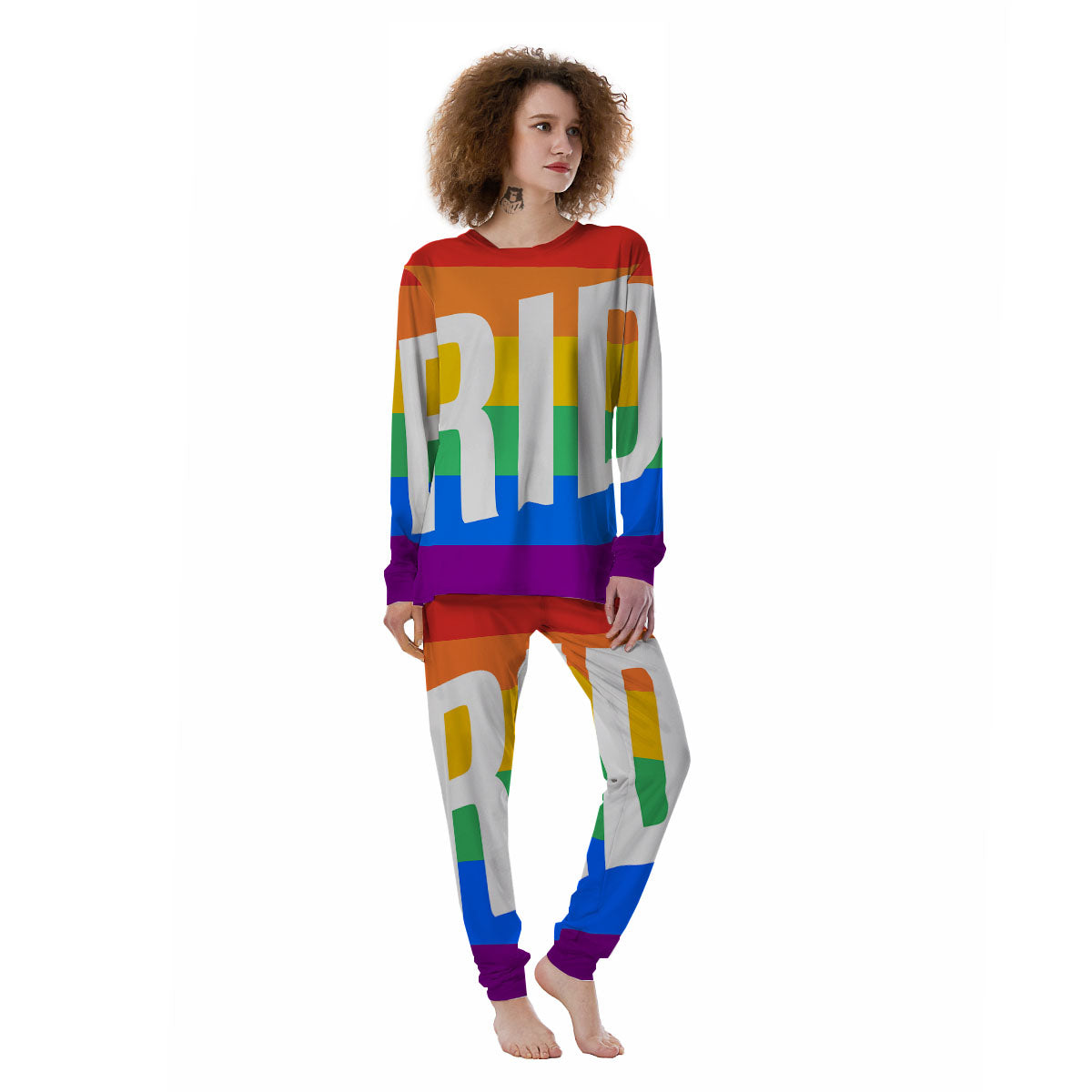 LGBT Pride Flag Pattern Print Women's Pajamas-grizzshop
