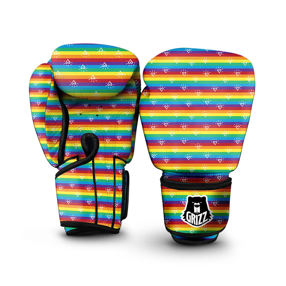 LGBT Stripes Abstract Rainbow Print Boxing Gloves-grizzshop