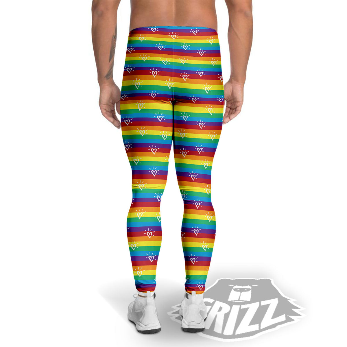 LGBT Stripes Abstract Rainbow Print Men's Leggings-grizzshop