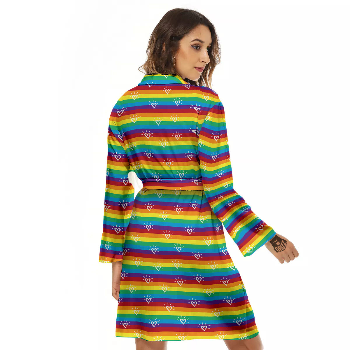 LGBT Stripes Abstract Rainbow Print Women's Robe-grizzshop