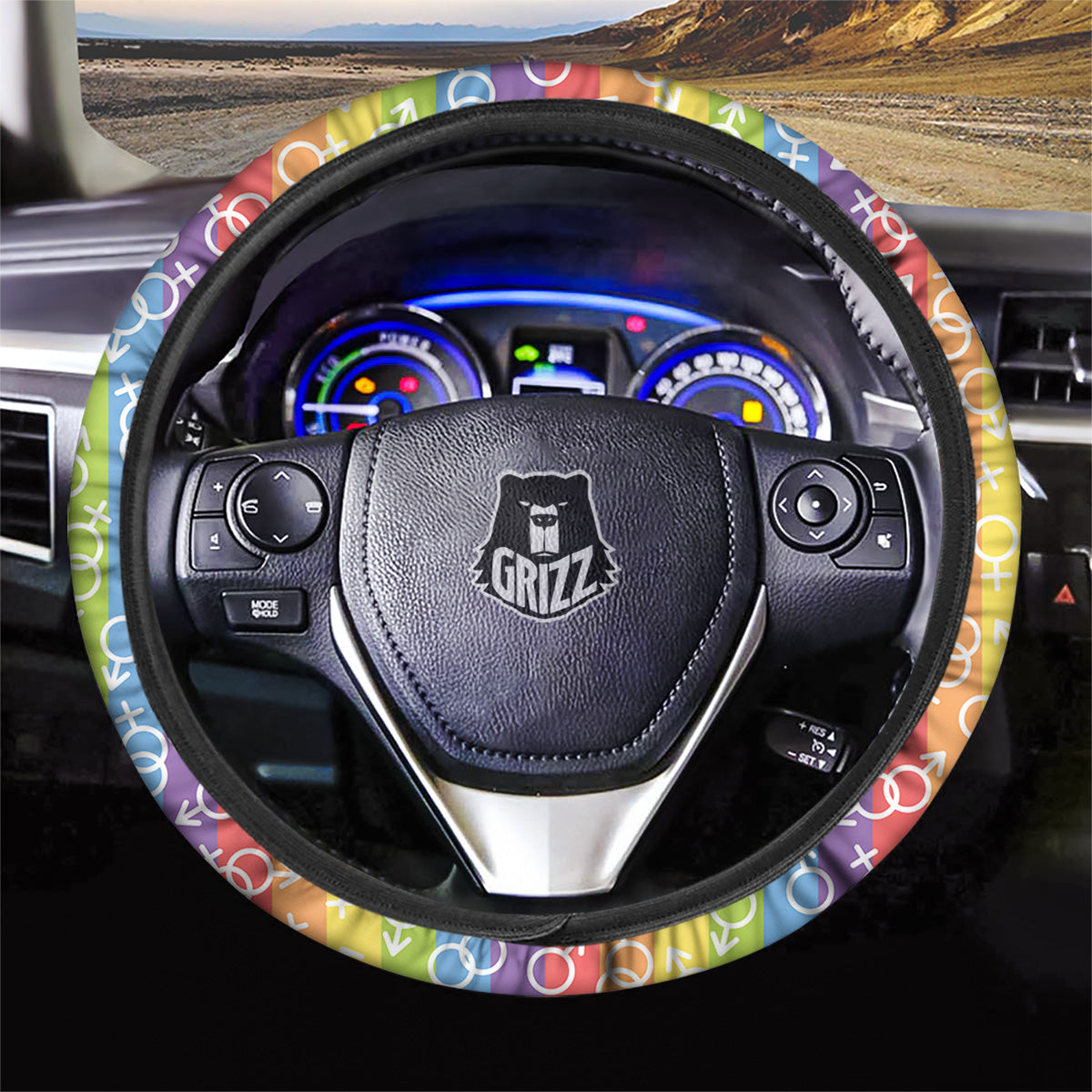 LGBT Symbols Rainbow Print Pattern Car Steering Wheel Cover-grizzshop