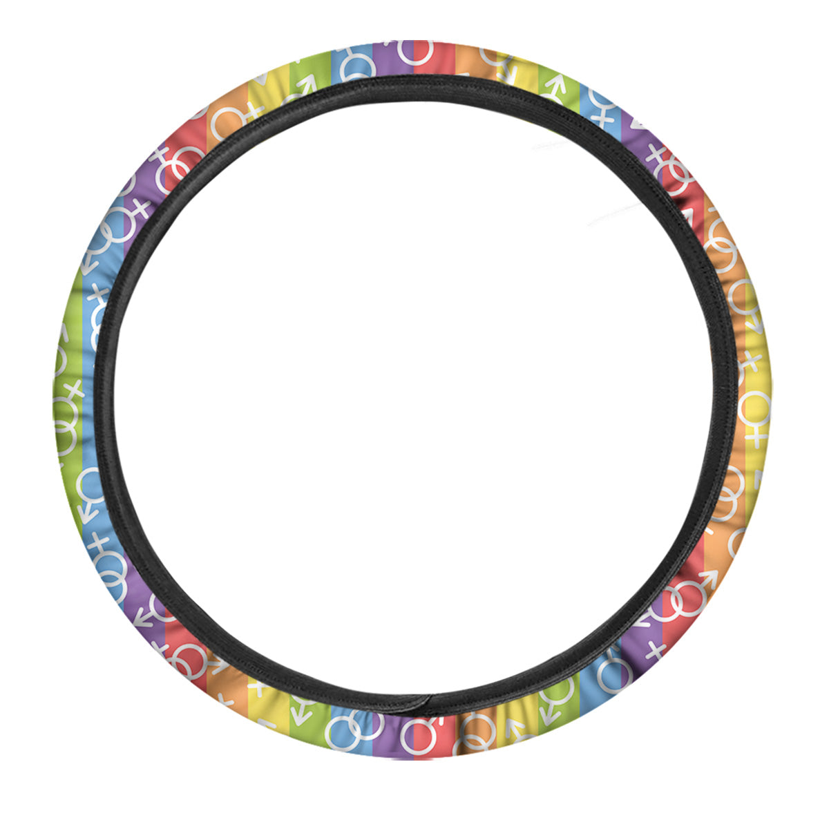 LGBT Symbols Rainbow Print Pattern Car Steering Wheel Cover-grizzshop