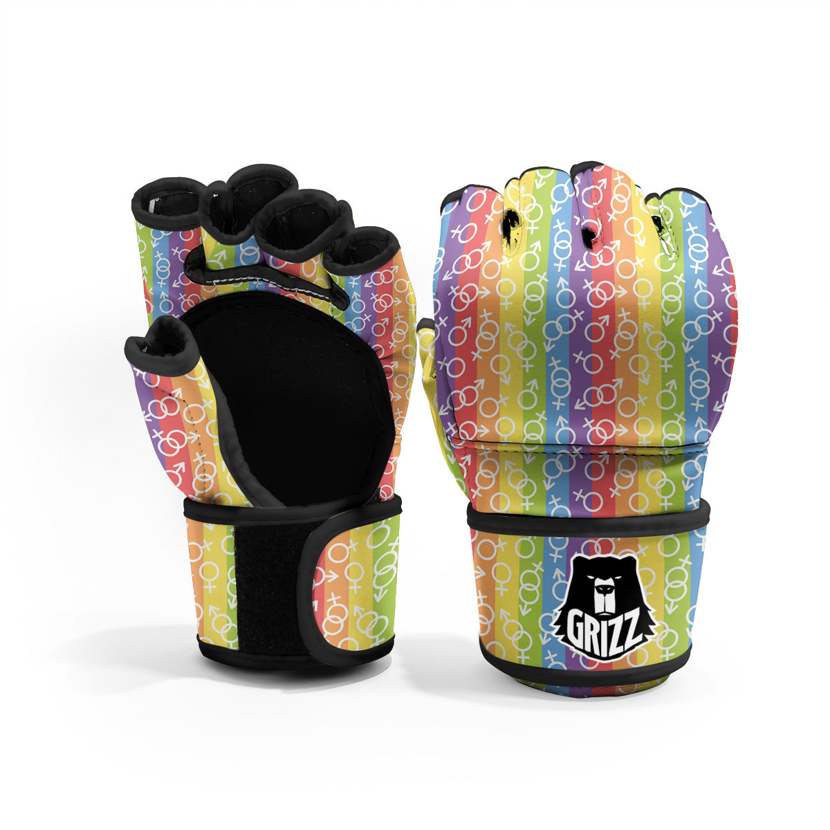 LGBT Symbols Rainbow Print Pattern MMA Gloves-grizzshop