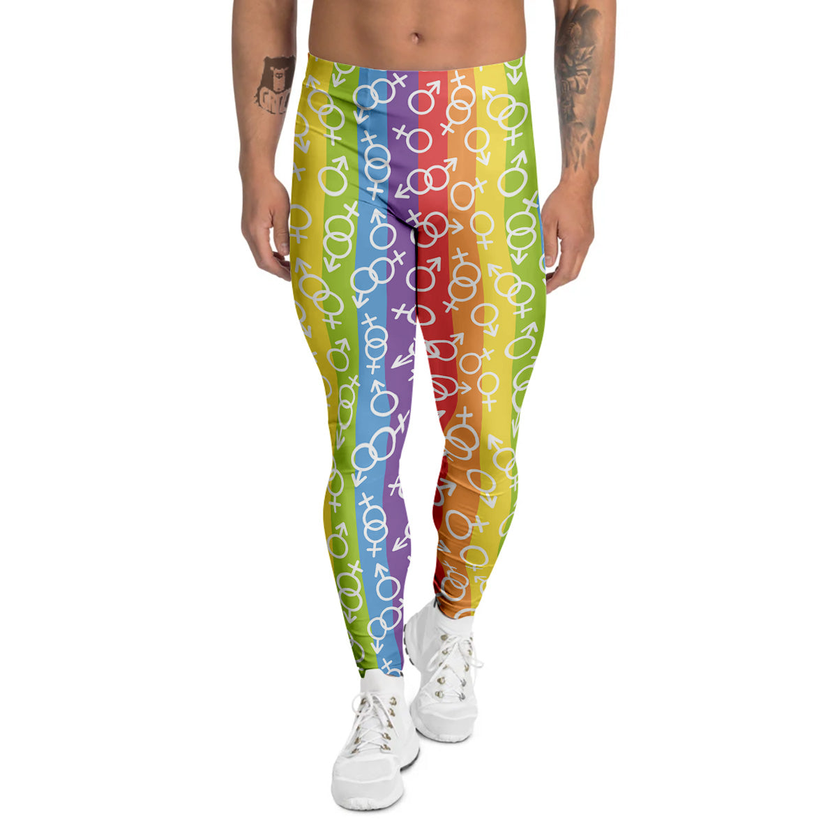 LGBT Symbols Rainbow Print Pattern Men's Leggings-grizzshop