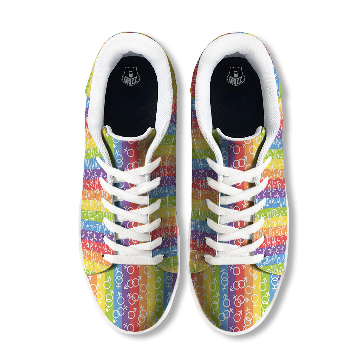 LGBT Symbols Rainbow Print Pattern White Low Top Sneakers-grizzshop