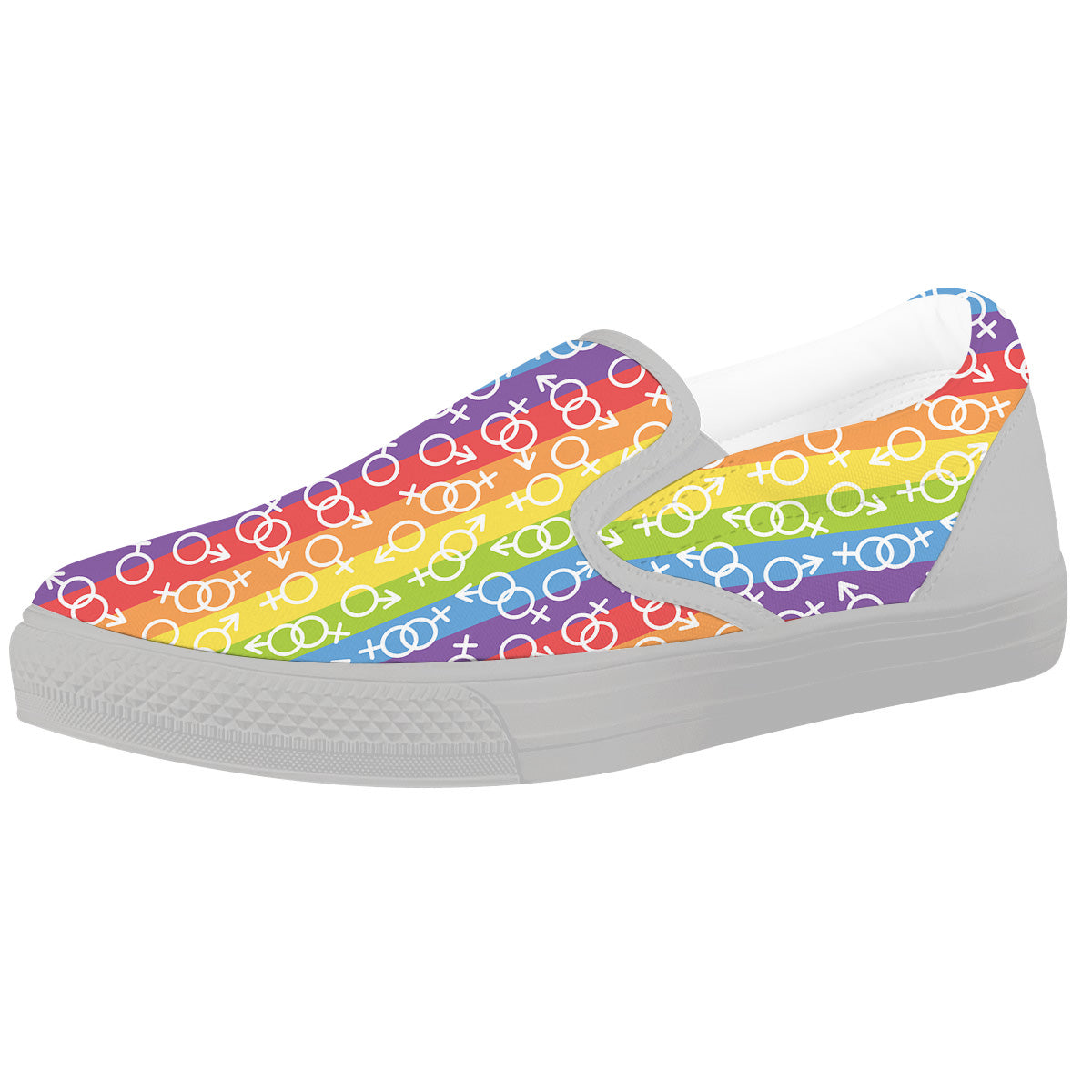 LGBT Symbols Rainbow Print Pattern White Slip On Shoes-grizzshop