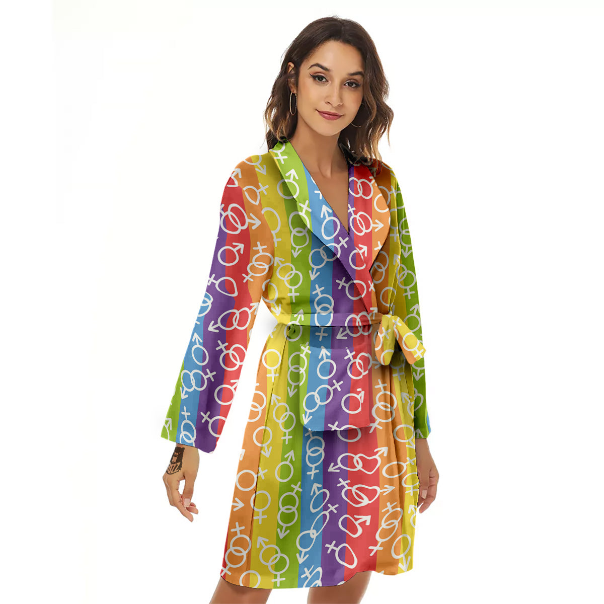 LGBT Symbols Rainbow Print Pattern Women's Robe-grizzshop