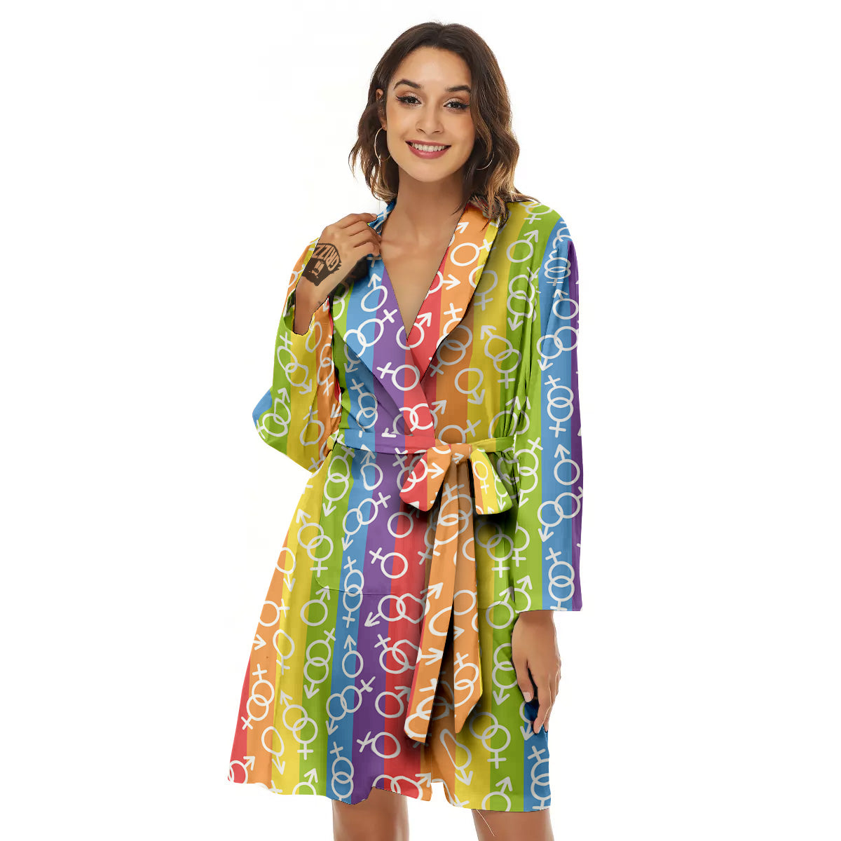 LGBT Symbols Rainbow Print Pattern Women's Robe-grizzshop