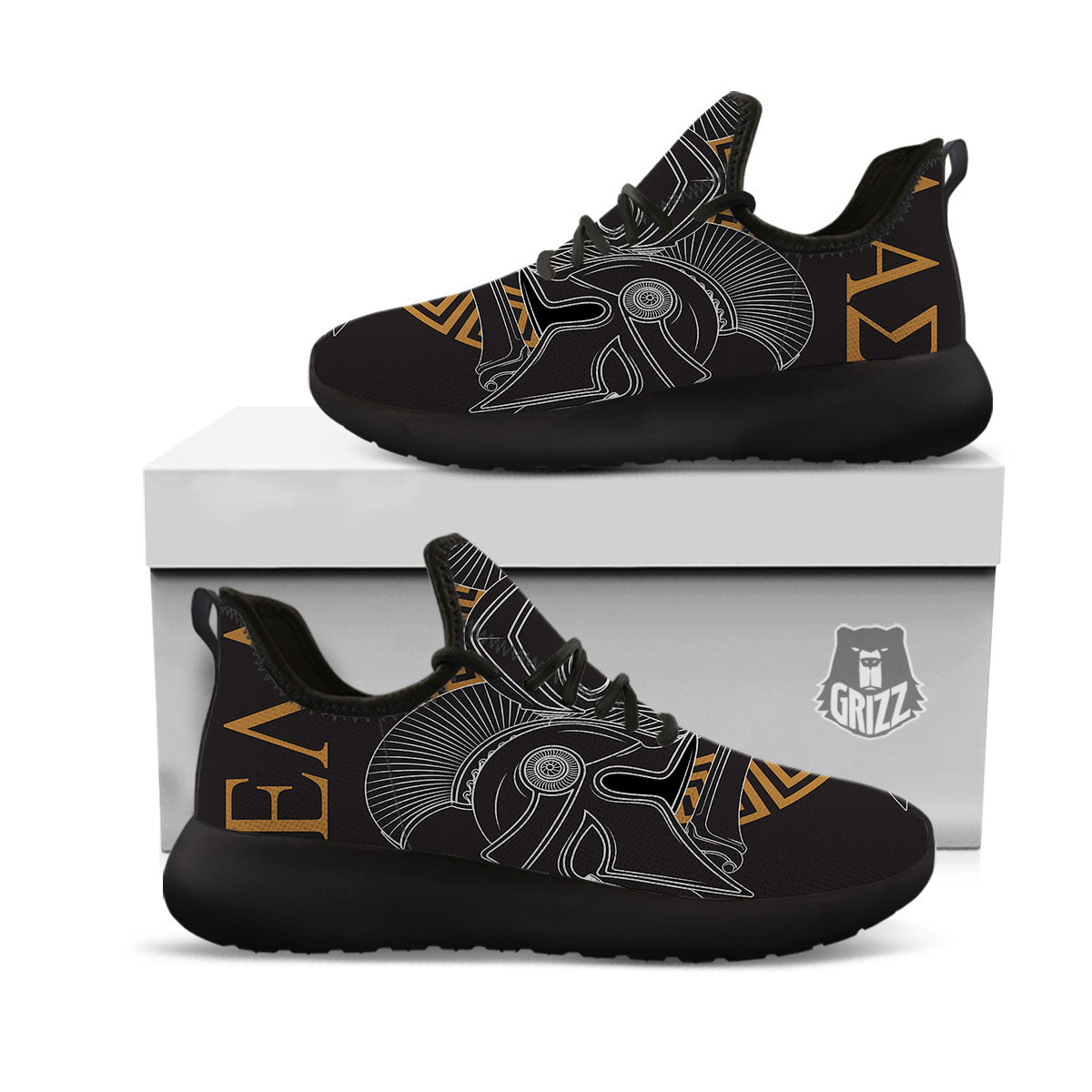 Labe Spartan Molon Print Black Athletic Shoes-grizzshop
