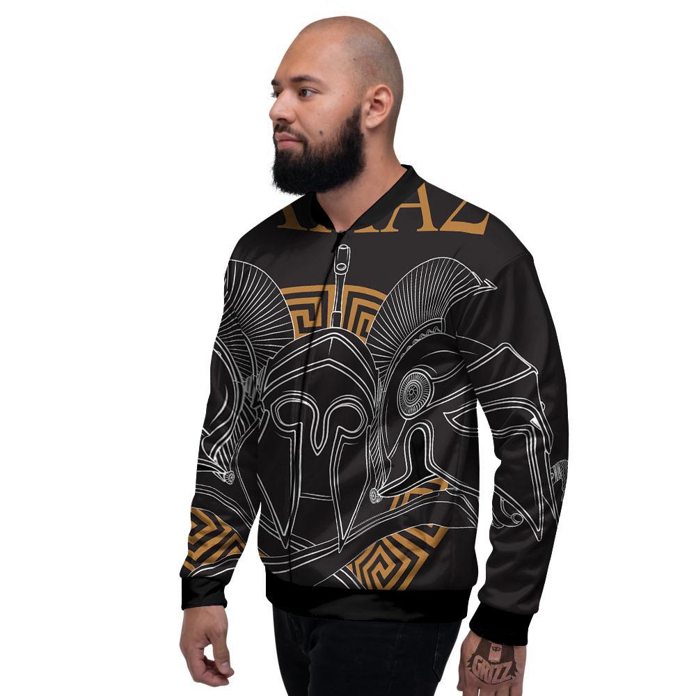 Labe Spartan Molon Print Men's Bomber Jacket-grizzshop