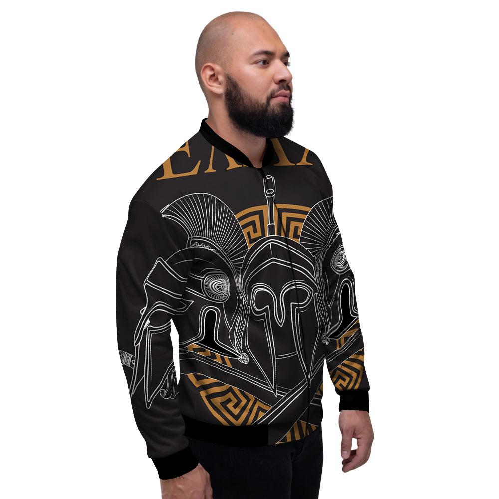 Labe Spartan Molon Print Men's Bomber Jacket-grizzshop