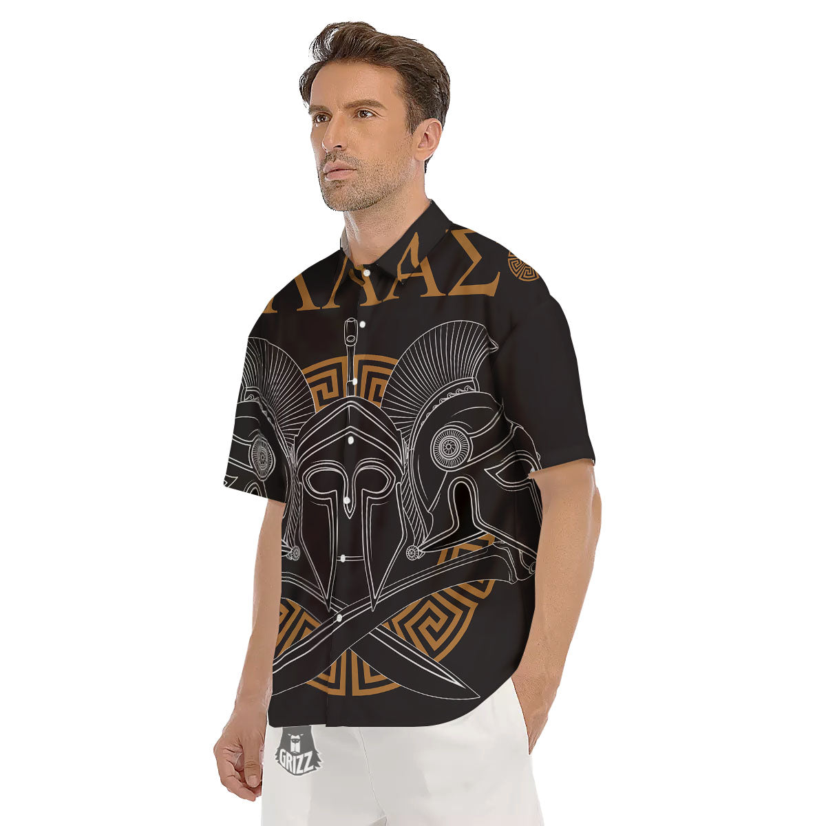 Labe Spartan Molon Print Men's Short Sleeve Shirts-grizzshop