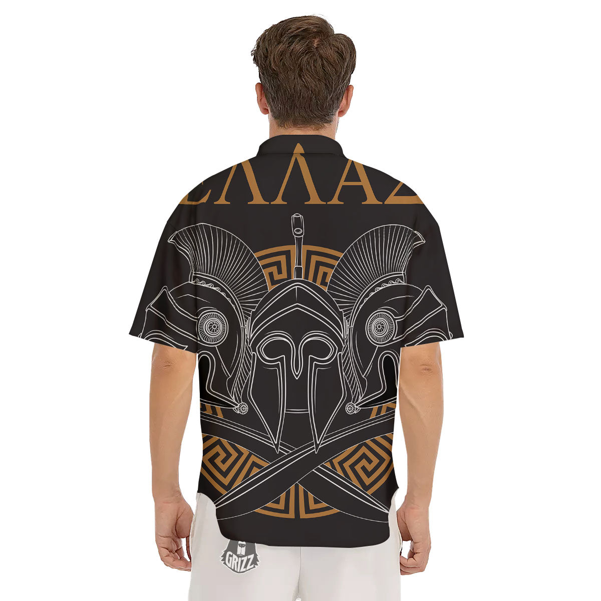 Labe Spartan Molon Print Men's Short Sleeve Shirts-grizzshop
