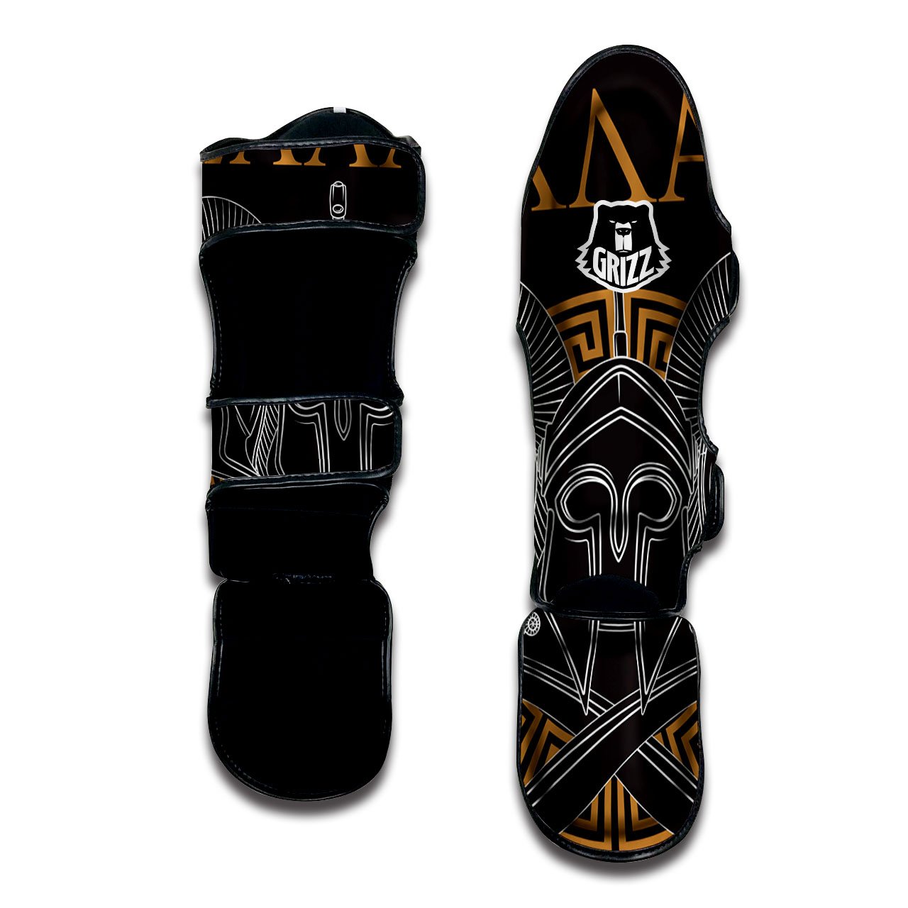 Labe Spartan Molon Print Muay Thai Shin Guards-grizzshop