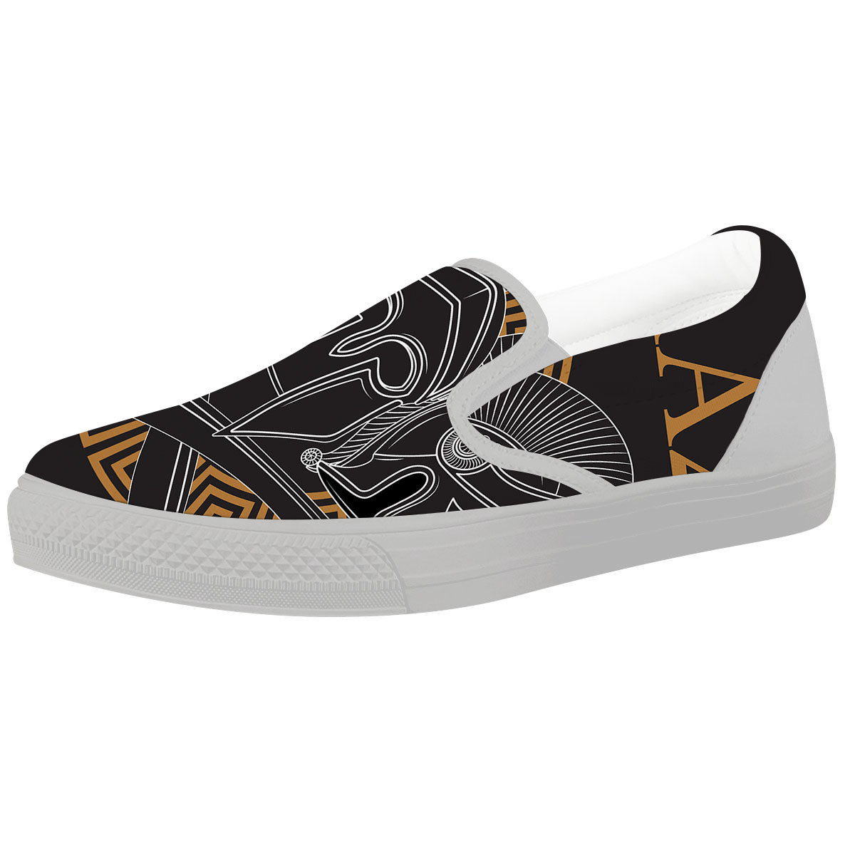 Labe Spartan Molon Print White Slip On Shoes-grizzshop