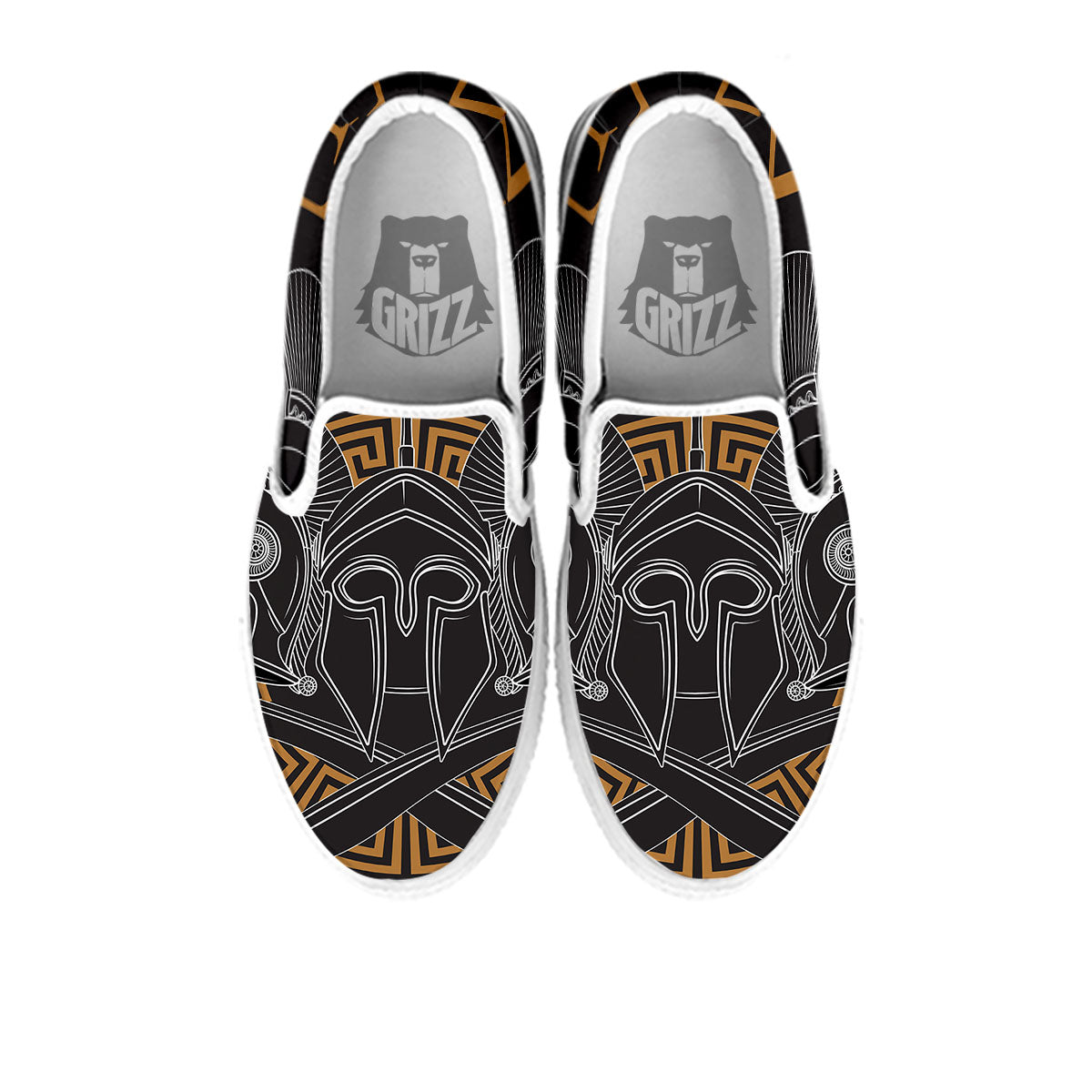 Labe Spartan Molon Print White Slip On Shoes-grizzshop