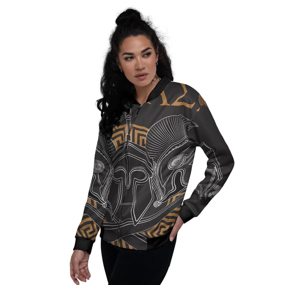 Labe Spartan Molon Print Women's Bomber Jacket-grizzshop