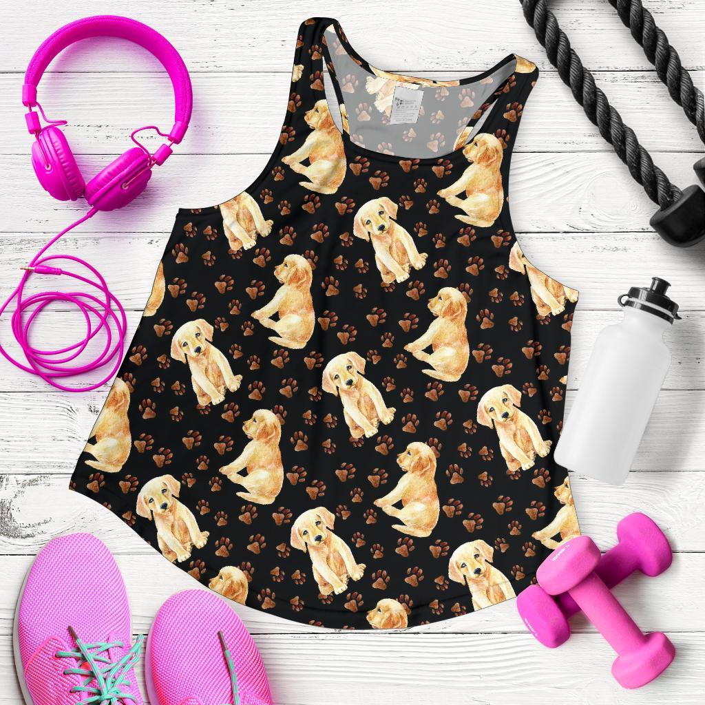 Labrador Dog Pattern Print Racerback Tank Tops-grizzshop