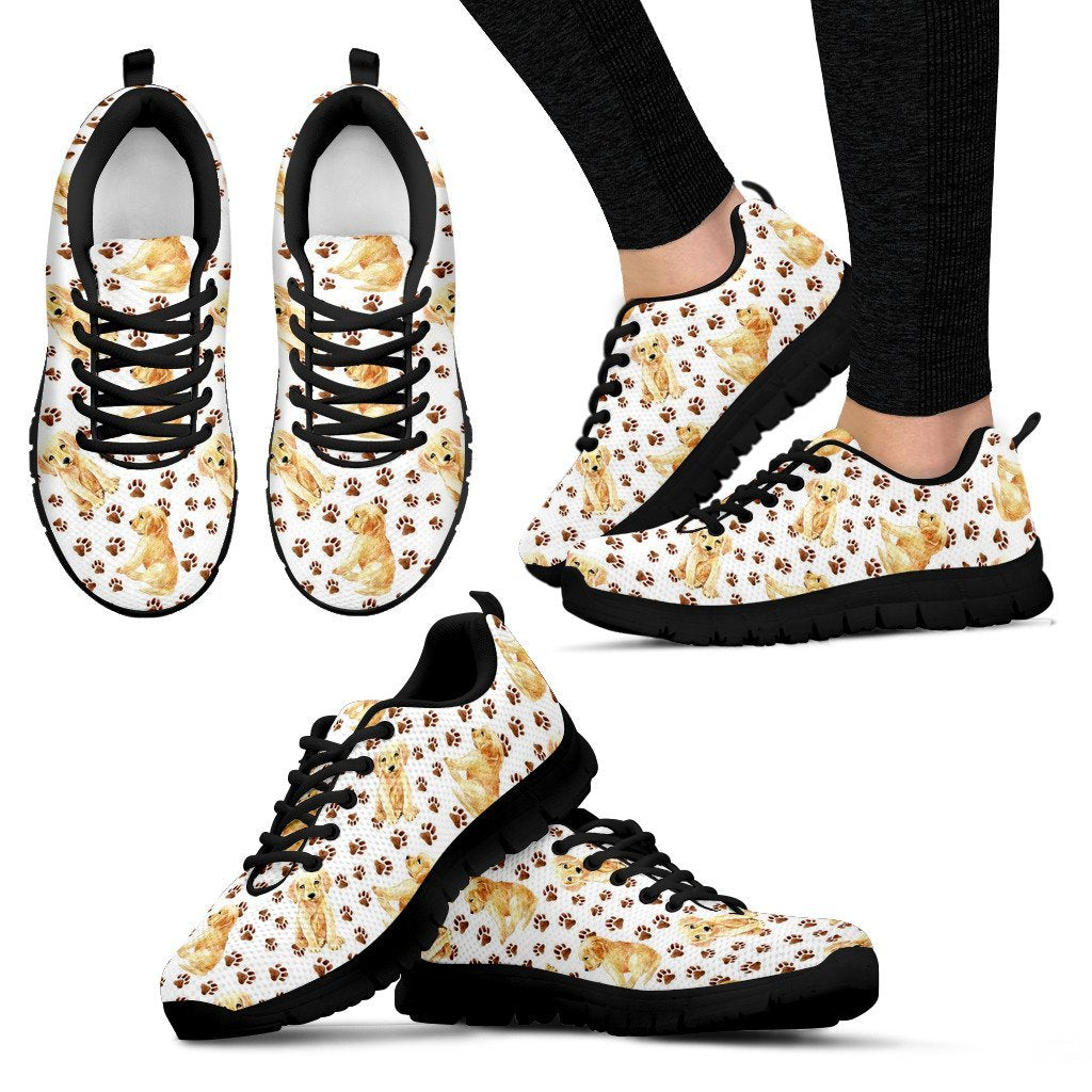 Labrador Dog Print Pattern Black Sneaker Shoes For Men Women-grizzshop