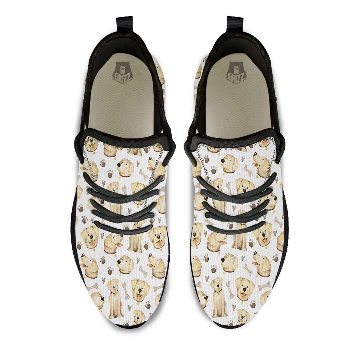 Labrador Retriever Happy Print Pattern Black Athletic Shoes-grizzshop