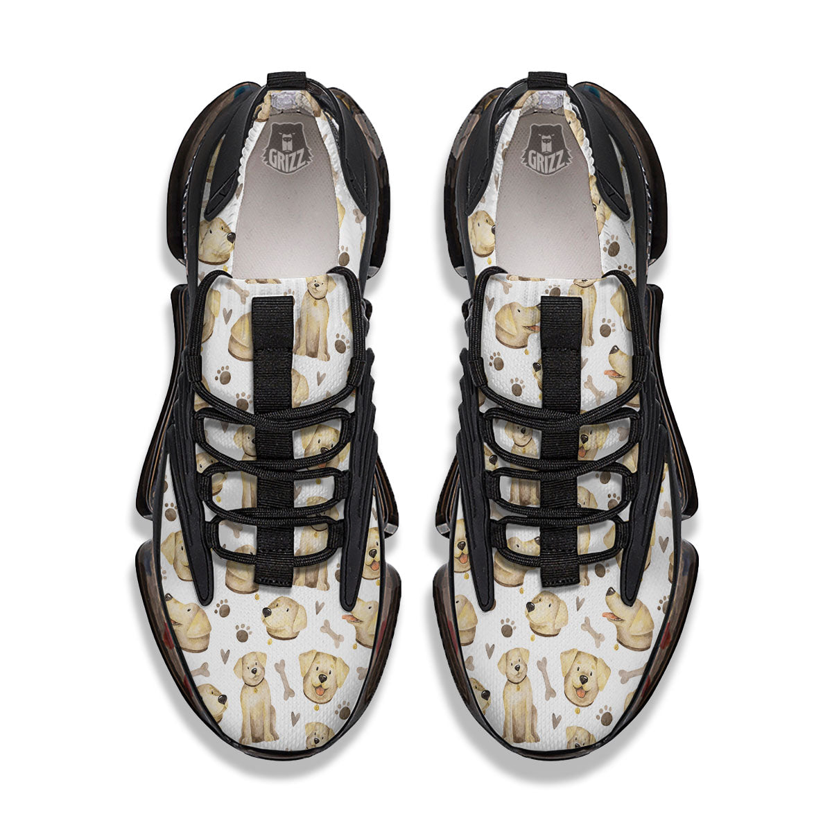 Labrador Retriever Happy Print Pattern Black Gym Shoes-grizzshop