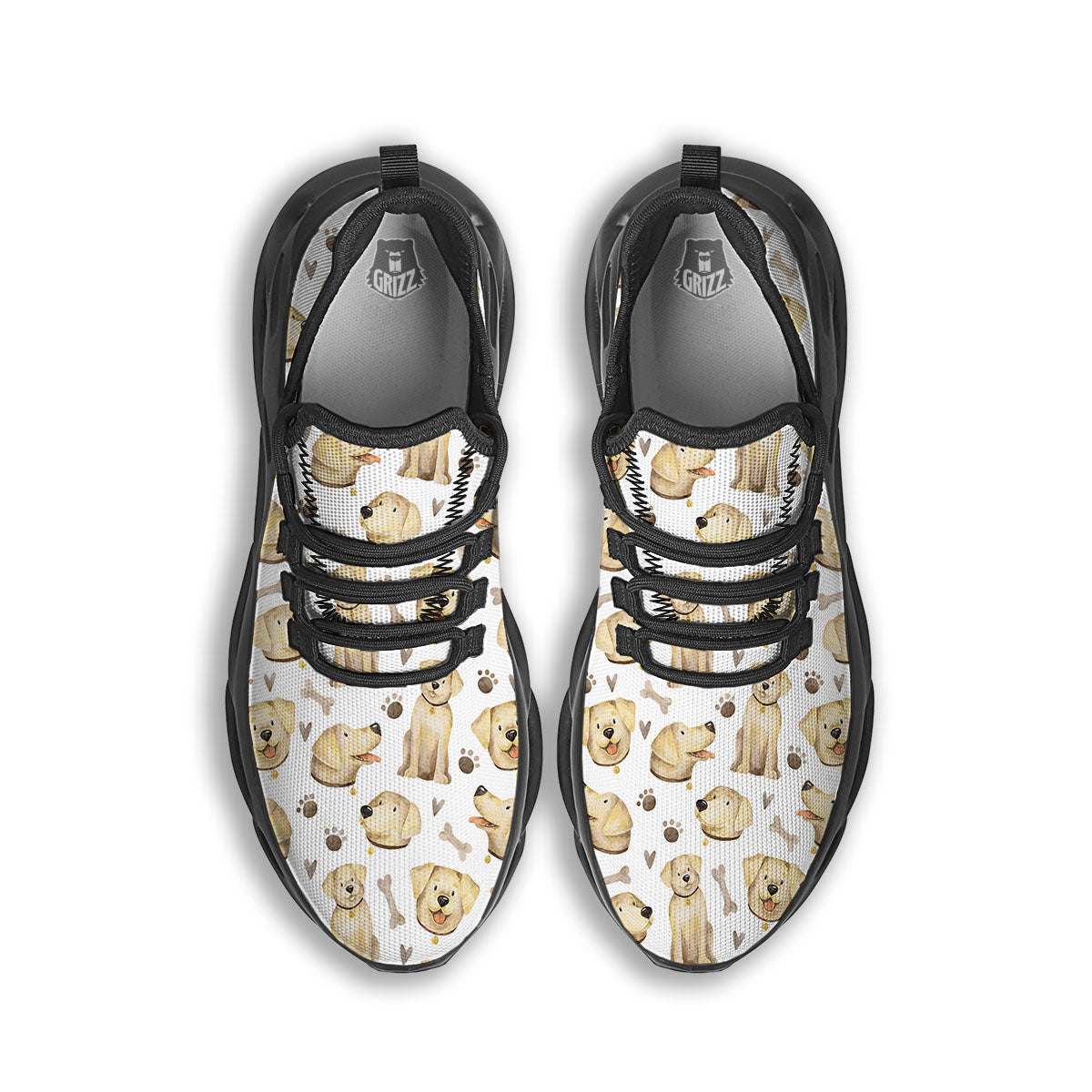 Labrador Retriever Happy Print Pattern Black Running Shoes-grizzshop