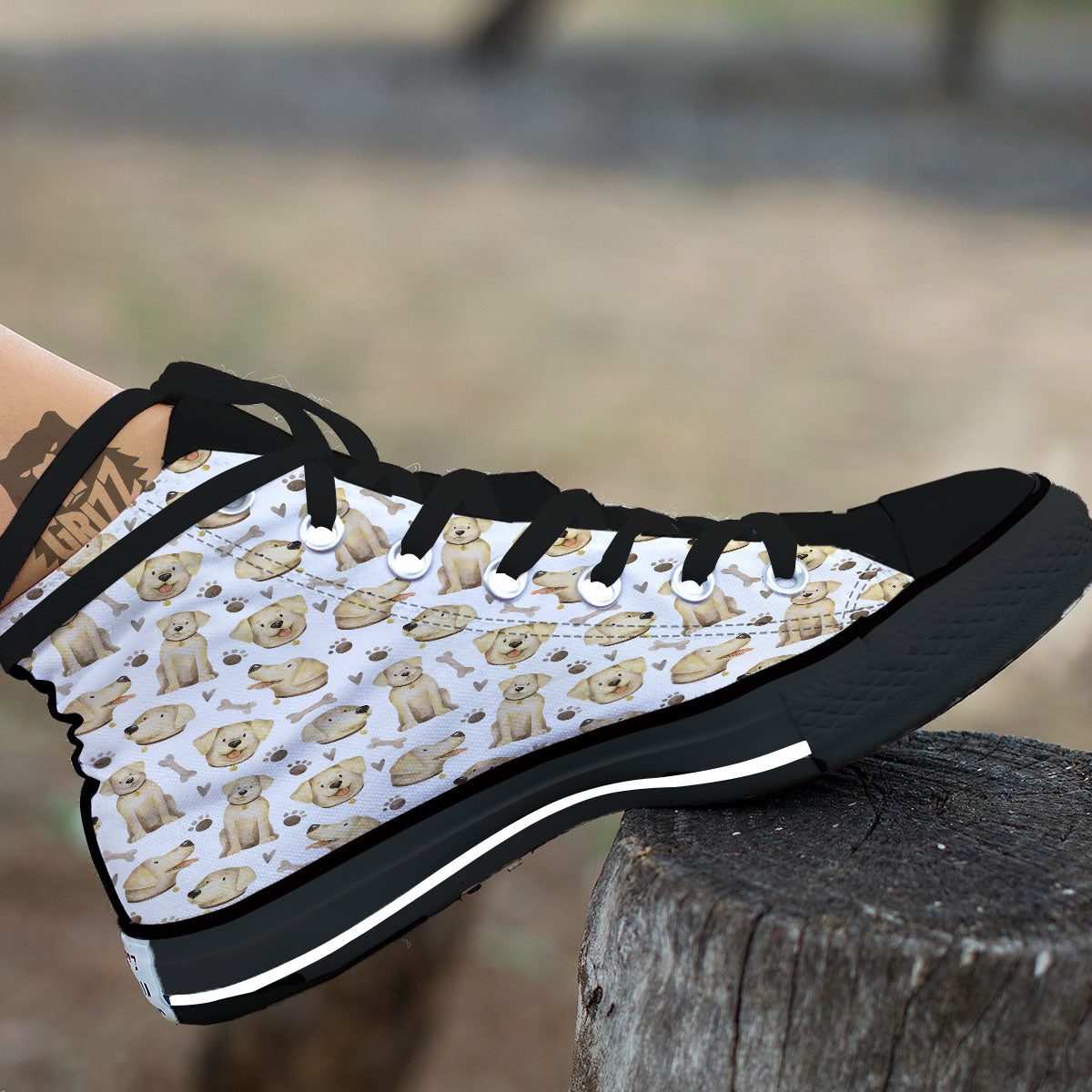 Labrador Retriever Happy Print Pattern High Top Shoes-grizzshop
