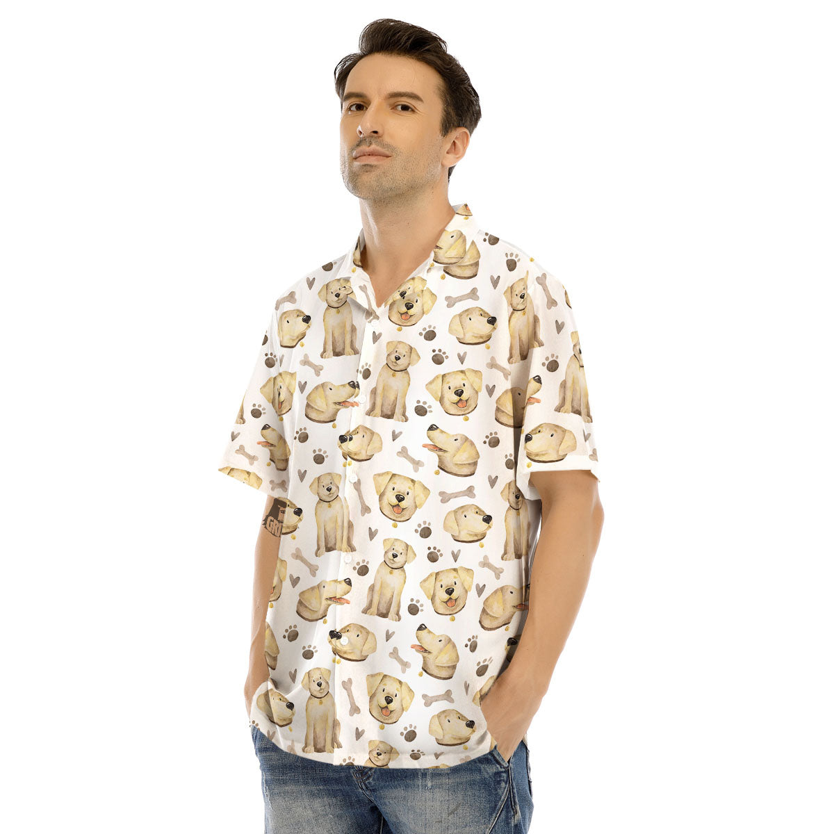 Labrador Retriever Happy Print Pattern Men's Hawaiian Shirt-grizzshop