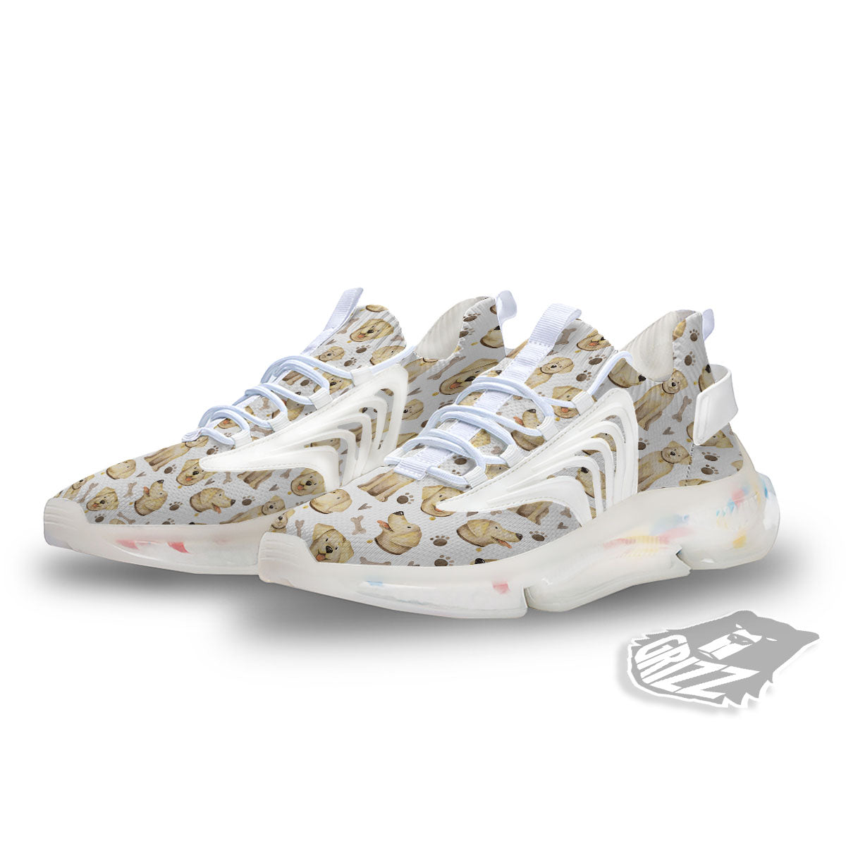 Labrador Retriever Happy Print Pattern White Gym Shoes-grizzshop