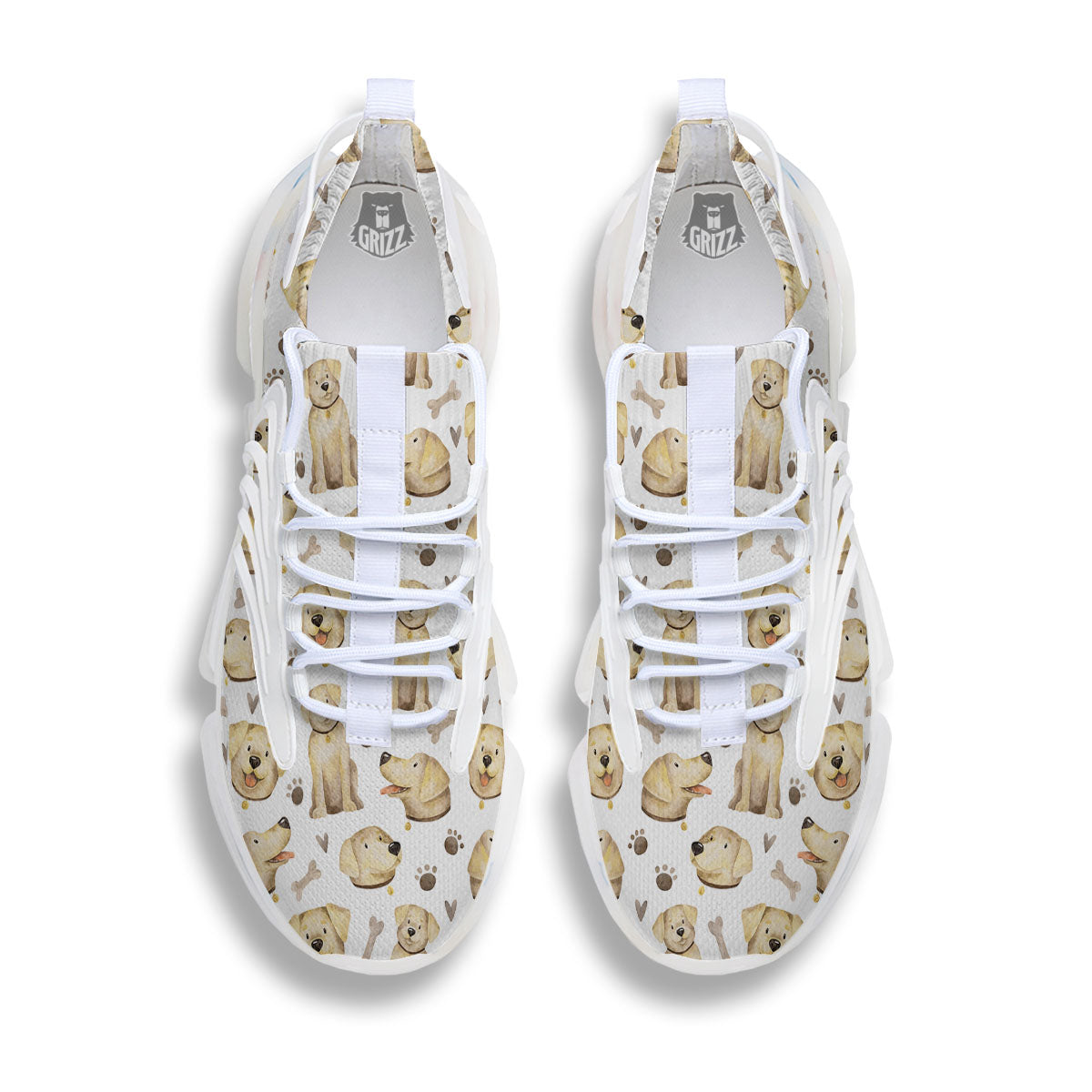Labrador Retriever Happy Print Pattern White Gym Shoes-grizzshop