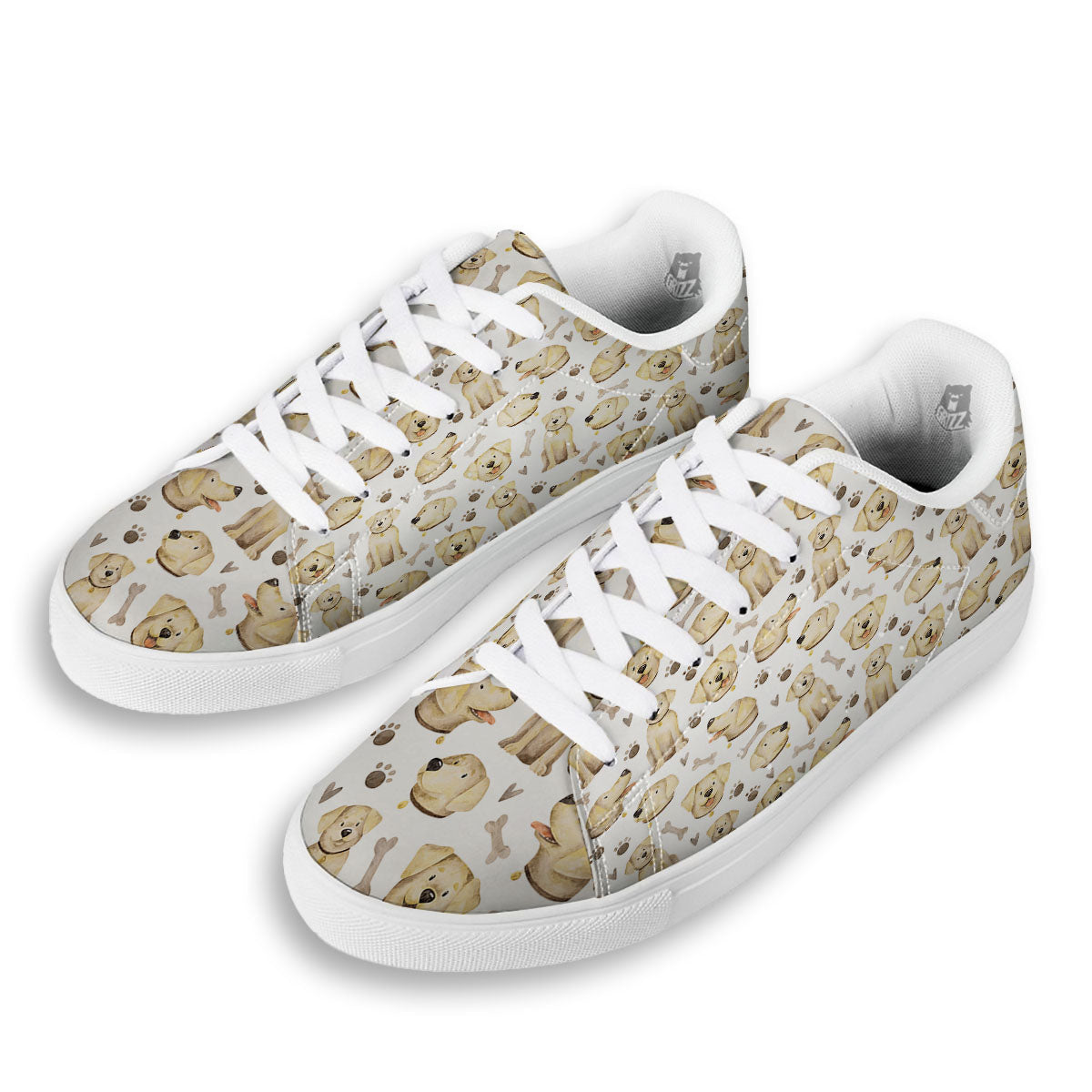 Labrador Retriever Happy Print Pattern White Low Top Sneakers-grizzshop