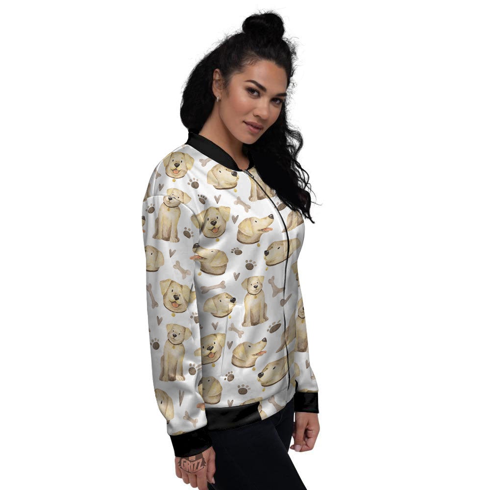 Labrador Retriever Happy Print Pattern Women's Bomber Jacket-grizzshop