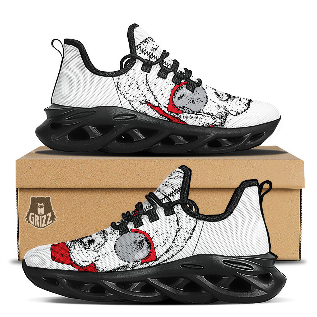 Labrador Retriever Hipster Print Black Running Shoes-grizzshop