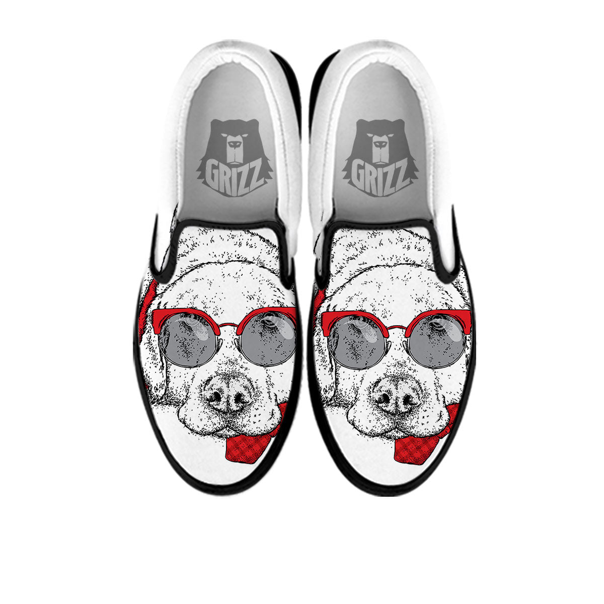 Labrador Retriever Hipster Print Black Slip On Shoes-grizzshop