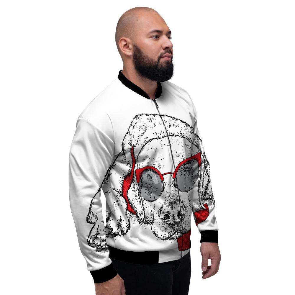 Labrador Retriever Hipster Print Men's Bomber Jacket-grizzshop
