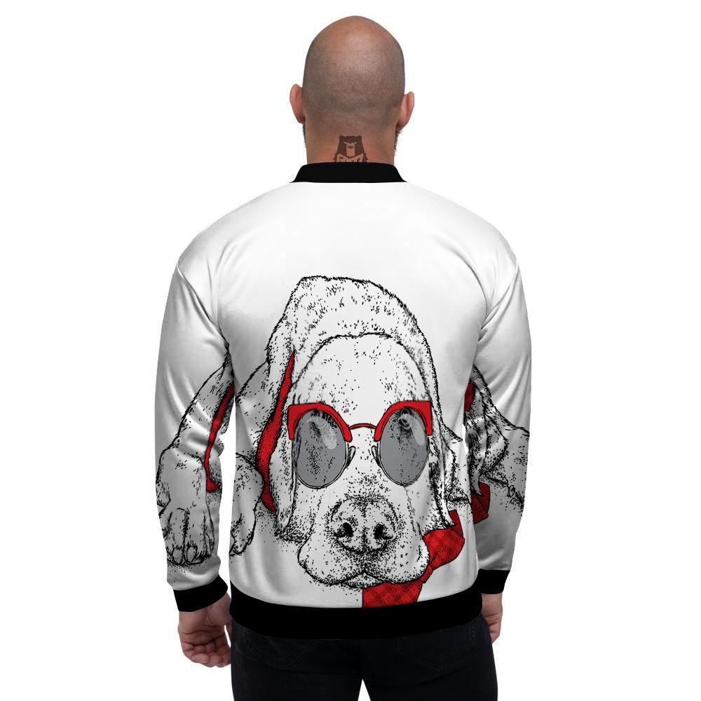 Labrador Retriever Hipster Print Men's Bomber Jacket-grizzshop