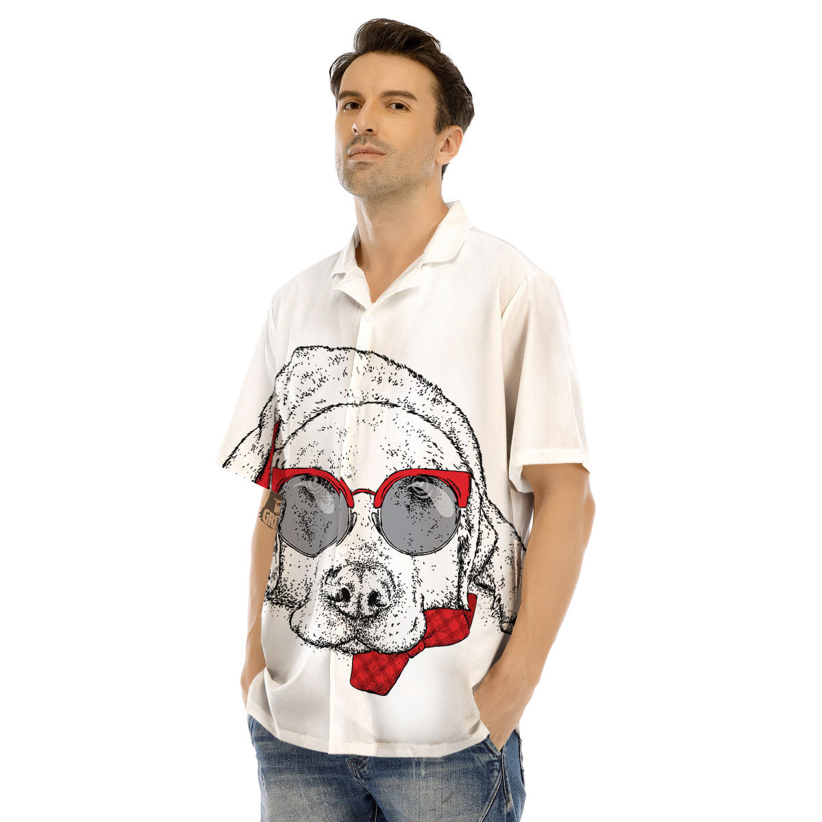 Labrador Retriever Hipster Print Men's Hawaiian Shirt-grizzshop