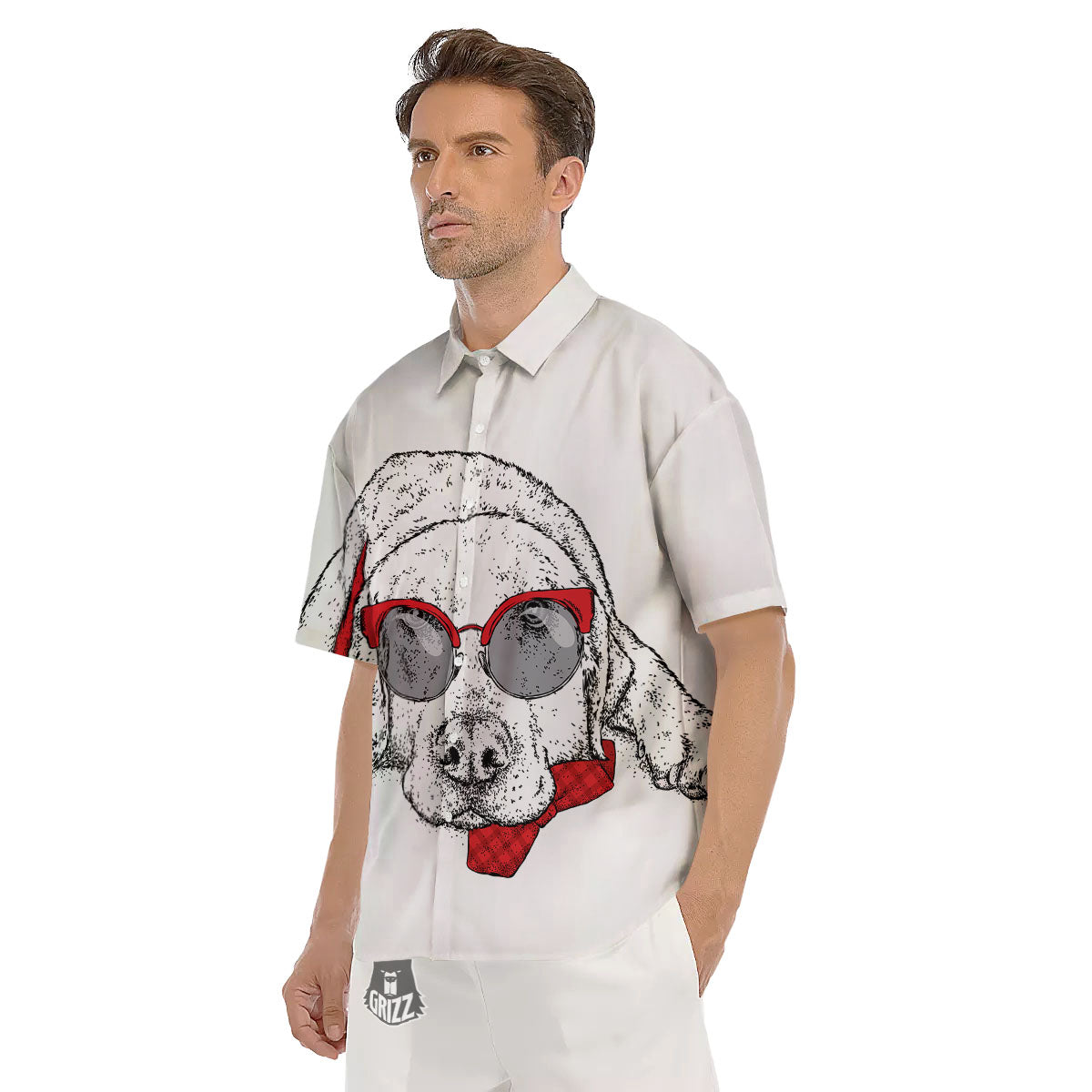 Labrador Retriever Hipster Print Men's Short Sleeve Shirts-grizzshop